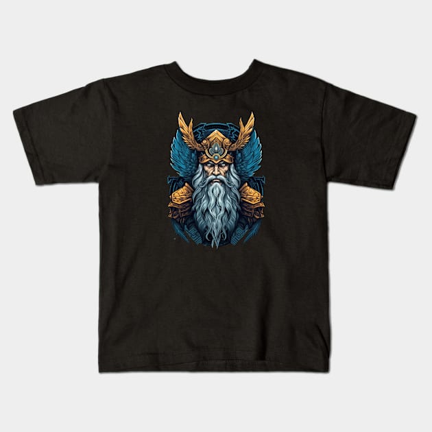 Odin Norse God, Allfather King of Gods Kids T-Shirt by Kawaii Cuties